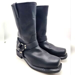 Ride Tecs 13 M Black Leather Motorcycle Boots Harness Mid Calf Cowboy Western